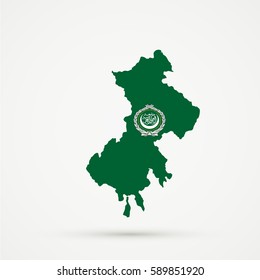 North Kosovo map in Arab League, editable vector.