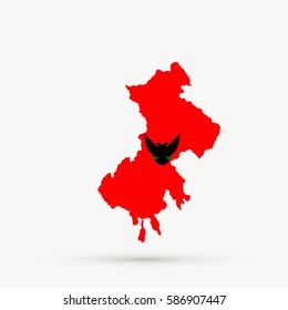 North Kosovo map in Ashkali, editable vector.