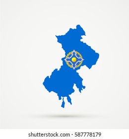 North Kosovo map in Collective Security Treaty Organization (CSTO) flag colors, editable vector.