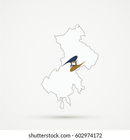 North Kosovo map in Eurasian Economic Union (EAEU or EEU) flag colors, editable vector.
