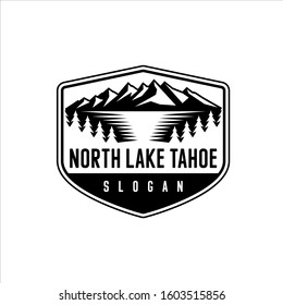 North lake Tahoe with a mountain background and pine trees svg