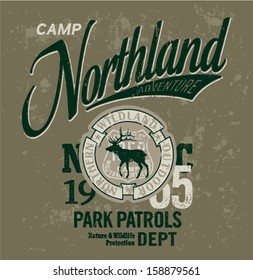 North land adventures - Vintage artwork for boy apparel in custom colors 