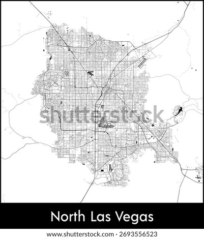 North Las Vegas city map, United States - Topographic vector map poster