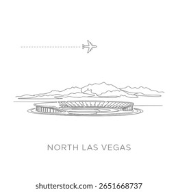 North Las Vegas Linear Icon Plane Mountains.