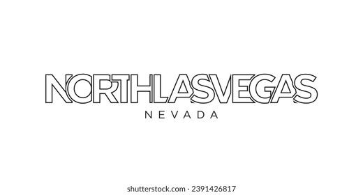 North Las Vegas, Nevada, USA typography slogan design. America logo with graphic city lettering for print and web products.