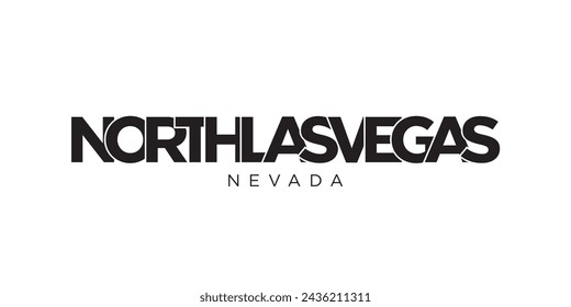 North Las Vegas, Nevada, USA Typografie Slogan Design. Amerika-Logo mit grafischem Stadtbuchstaben für Druck- und Webprodukte.