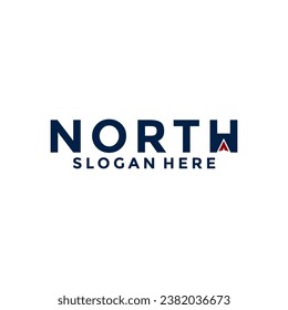 North Letter logo with arrow, compass logo design vector template