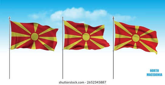 Macedônia do Norte 3d renderização bandeira série. Ilustração vetorial.