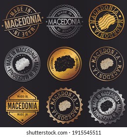 North Macedonia Business Metal Stamps. Gold Made In Product Seal. National Logo Icon. Symbol Design Insignia Country.