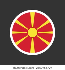 North Macedonia circle flag icon. Round shape vector design