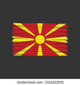 North Macedonia colorful brush strokes painted national country flag icon