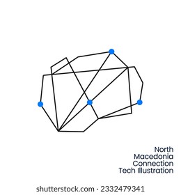 Ilustración del icono del vector de logotipos poligonales geométricos de la tecnología de conexión de Macedonia del Norte