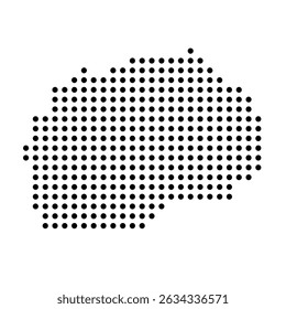North Macedonia country dotted map. Black spot pixel illustration isolated on white background. Vector circle mosaic.