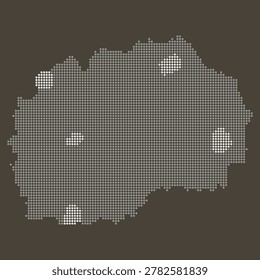 North Macedonia dotted map brown vintage dark background retro style