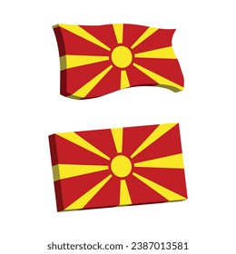 North Macedonia Flag 3d shape vector illustration