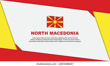 Plantilla de diseño de fondo de resumen de bandera de Macedonia del Norte. Ilustración del vector de caricaturas del Día de la Independencia de Macedonia del Norte. Día de la Independencia de Macedonia del Norte