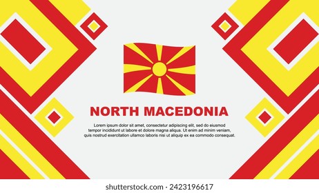Plantilla de diseño de fondo de resumen de bandera de Macedonia del Norte. Ilustración de vectores de papel tapiz del Día de la Independencia de Macedonia del Norte. Caricatura de Macedonia del Norte