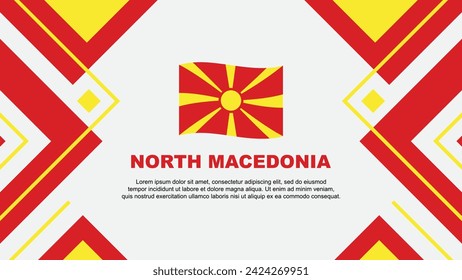 Plantilla de diseño de fondo abstracto de la bandera de Macedonia del Norte. Fondo de pantalla del Día de la Independencia de Macedonia del Norte. Ilustración de Macedonia del Norte