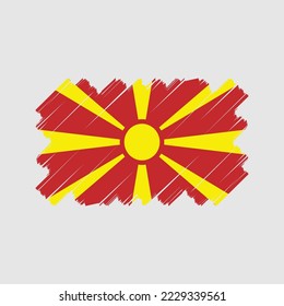 North Macedonia Flag Brush Vector Illustration