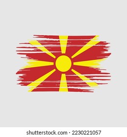 North Macedonia Flag Brush Vector Illustration