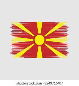 North Macedonia Flag Brush Vector Illustration