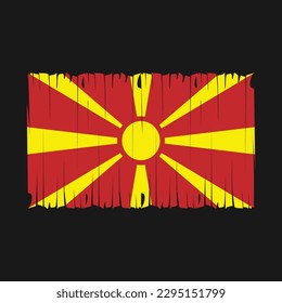 North Macedonia Flag Brush Vector Illustration