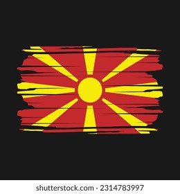 North Macedonia Flag Brush Vector Illustration