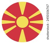 North Macedonia flag. Button flag icon. Standard color. Circle icon flag. Computer illustration. Digital illustration. Vector illustration.