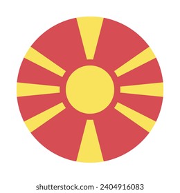 North Macedonia flag. Button flag icon. Standard color. Circle icon flag. Computer illustration. Digital illustration. Vector illustration.