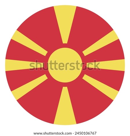 North Macedonia flag. Button flag icon. Standard color. Circle icon flag. Computer illustration. Digital illustration. Vector illustration.