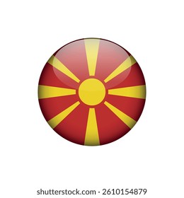 North Macedonia Flag Circle Button Vector Template