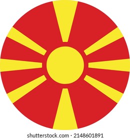 North Macedonia flag in circle shape isolated  on png or transparent  background,Symbol of North Macedonia, vector illustration