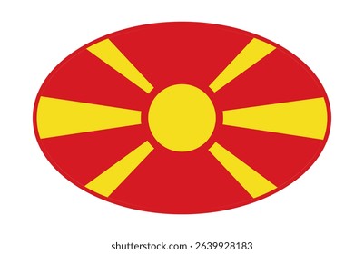 North Macedonia flag ellipse shaped. vector	