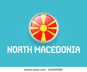 North Macedonia flag for Euro 2020 event. Football Euro 2020.	
