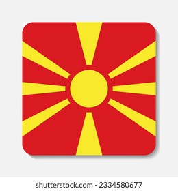 North Macedonia flag flat icon. Square vector element with shadow underneath. Best for mobile apps, UI and web design.