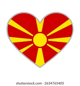 North Macedonia flag in heart shape. Love Macedonia symbol. Vector illustration