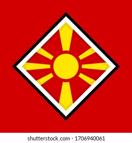 north macedonia flag icon, isolated on red background