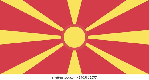 North Macedonia flag. The official ratio. Flag icon. Standard color. Standard size. A rectangular flag. Computer illustration. Digital illustration. Vector illustration.
