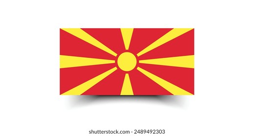 North Macedonia flag. Flag of North Macedonia. The official ratio. Flag icon. Standard color. Standard size. A rectangular flag. Computer illustration. Digital illustration. Vector illustration.