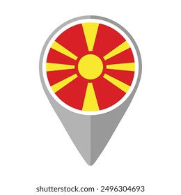 North Macedonia Flag on Location Pin