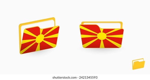 North Macedonia flag on two type of folder icon. Vector illustration.