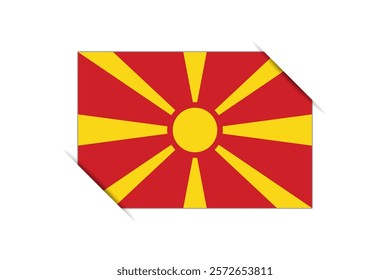 North Macedonia flag - rectangle colorful flag representing a country cultural identity and heritage. The essence of national pride and unity. Attached by the corners in a paper album