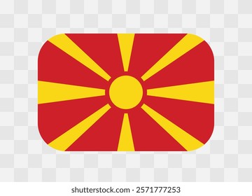 North Macedonia flag - rounded rectangle colorful flag representing a country cultural identity and heritage. The essence of national pride and unity. Vector flag on transparent background.