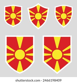 North Macedonia Flag Set in Shield Frame
