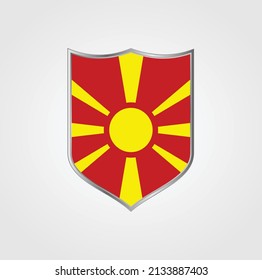 Bandera de Macedonia del Norte con marco blindado