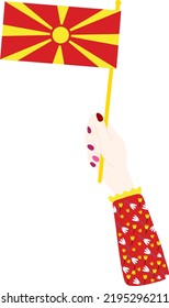 Captura de mano del vector de la bandera de Macedonia del Norte, dibujado mano del vector Denar