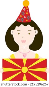North Macedonia Flag vector hand drawn,Denar vector hand drawn