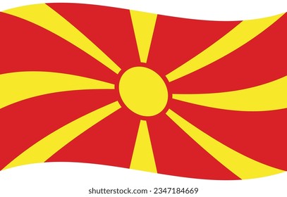 Nordmakedonien-Flaggenwelle. Nordmakedonien-Flagge