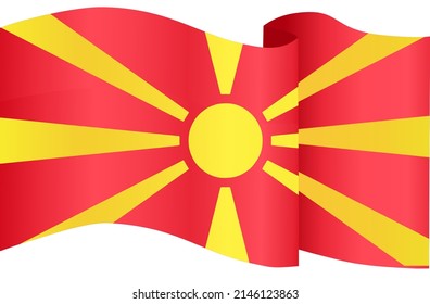 Bandera de Macedonia del Norte aislada en fondo png o transparente,Símbolo de Macedonia del Norte, ilustración vectorial