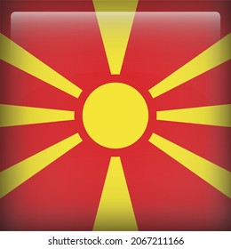Macedonia del Norte Icono de bandera cuadrada 3D